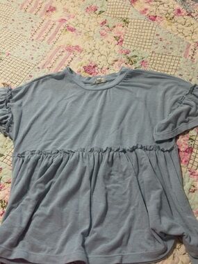 Hayden Girls Light Blue Ruffle Top
